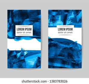 Set of vector business card templates with brush stroke background.