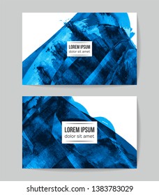 Set of vector business card templates with brush stroke background.