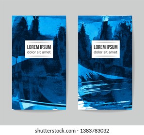 Set of vector business card templates with brush stroke background.