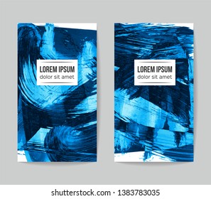 Set of vector business card templates with brush stroke background.