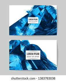 Set of vector business card templates with brush stroke background.