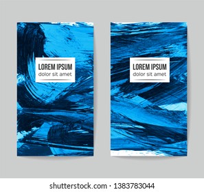Set of vector business card templates with brush stroke background.