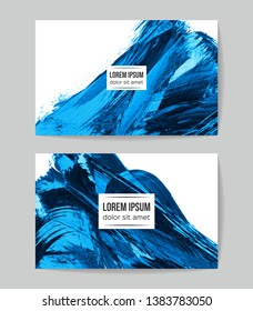 Set of vector business card templates with brush stroke background.