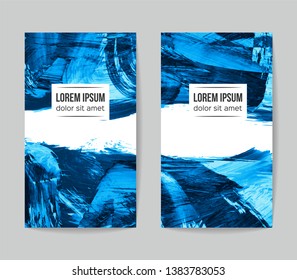 Set of vector business card templates with brush stroke background.