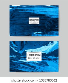 Set of vector business card templates with brush stroke background.