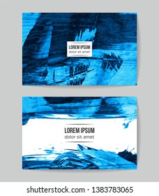 Set of vector business card templates with brush stroke background.