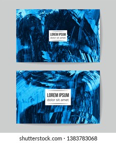 Set of vector business card templates with brush stroke background.