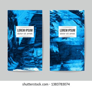 Set of vector business card templates with brush stroke background.