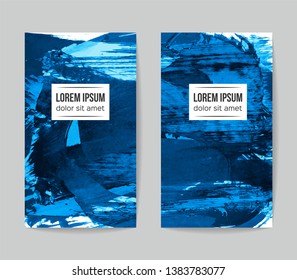 Set of vector business card templates with brush stroke background.