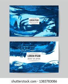 Set of vector business card templates with brush stroke background.