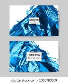 Set of vector business card templates with brush stroke background.