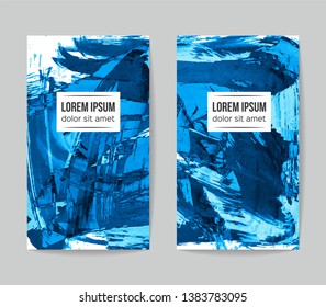 Set of vector business card templates with brush stroke background.