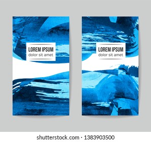 Set of vector business card templates with brush stroke background.