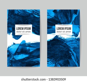 Set of vector business card templates with brush stroke background.