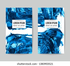 Set of vector business card templates with brush stroke background.