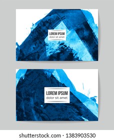 Set of vector business card templates with brush stroke background.