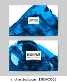 Set of vector business card templates with brush stroke background.