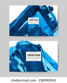 Set of vector business card templates with brush stroke background.