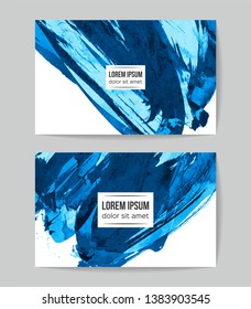 Set of vector business card templates with brush stroke background.