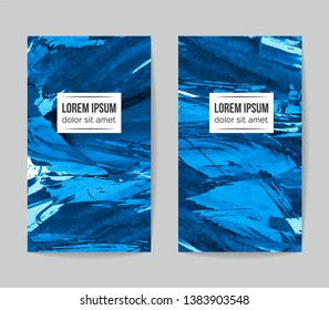 Set of vector business card templates with brush stroke background.