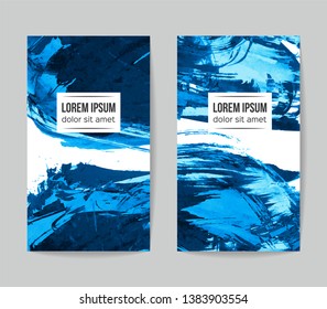 Set of vector business card templates with brush stroke background.