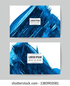 Set of vector business card templates with brush stroke background.