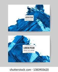 Set of vector business card templates with brush stroke background.