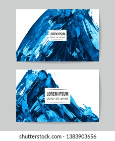 Set of vector business card templates with brush stroke background.