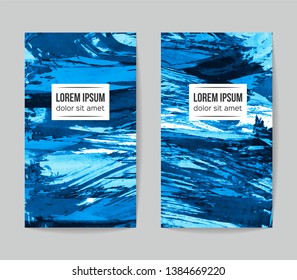 Set of vector business card templates with brush stroke background.