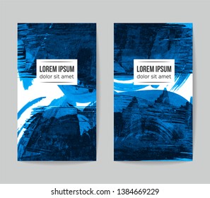 Set of vector business card templates with brush stroke background.