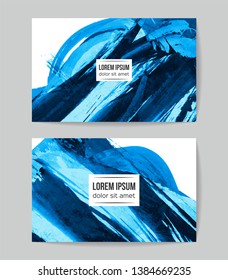 Set of vector business card templates with brush stroke background.
