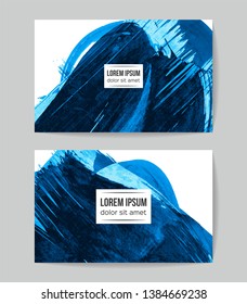 Set of vector business card templates with brush stroke background.