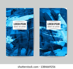 Set of vector business card templates with brush stroke background.