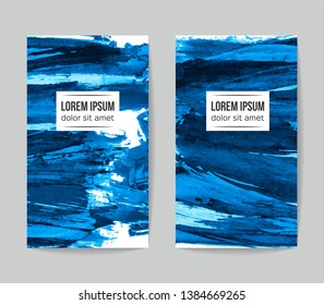 Set of vector business card templates with brush stroke background.