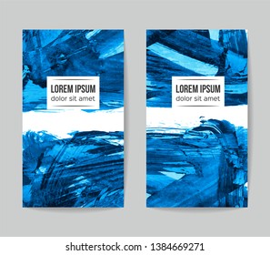 Set of vector business card templates with brush stroke background.