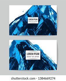 Set of vector business card templates with brush stroke background.