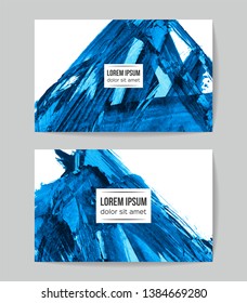 Set of vector business card templates with brush stroke background.