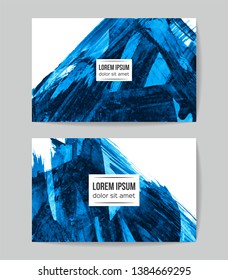 Set of vector business card templates with brush stroke background.