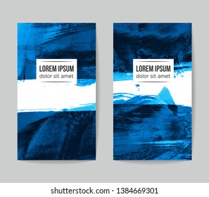 Set of vector business card templates with brush stroke background.