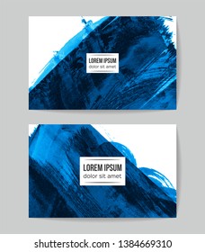 Set of vector business card templates with brush stroke background.