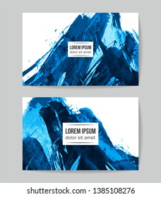 Set of vector business card templates with brush stroke background.