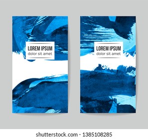 Set of vector business card templates with brush stroke background.