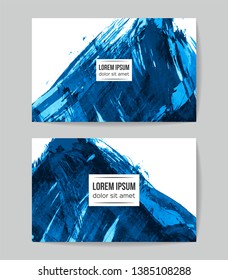 Set of vector business card templates with brush stroke background.