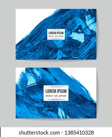 Set of vector business card templates with brush stroke background.