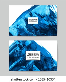 Set of vector business card templates with brush stroke background.