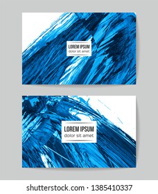 Set of vector business card templates with brush stroke background.