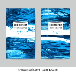 Set of vector business card templates with brush stroke background.