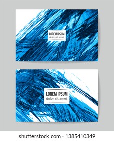 Set of vector business card templates with brush stroke background.