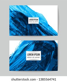 Set of vector business card templates with brush stroke background.