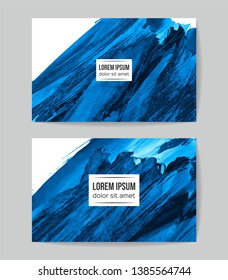 Set of vector business card templates with brush stroke background.